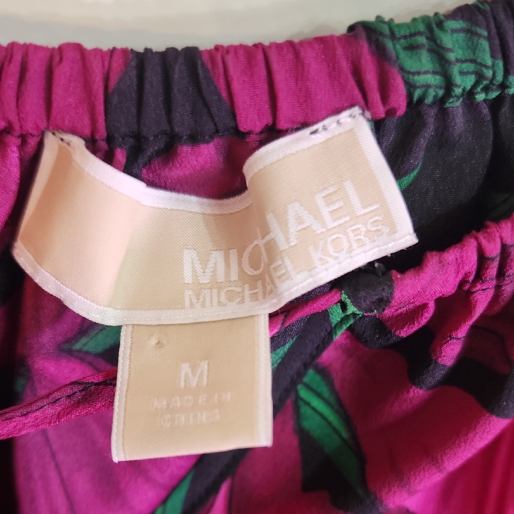 Michael Kors Black and Pink Floral Blouse - Picture 2 of 6